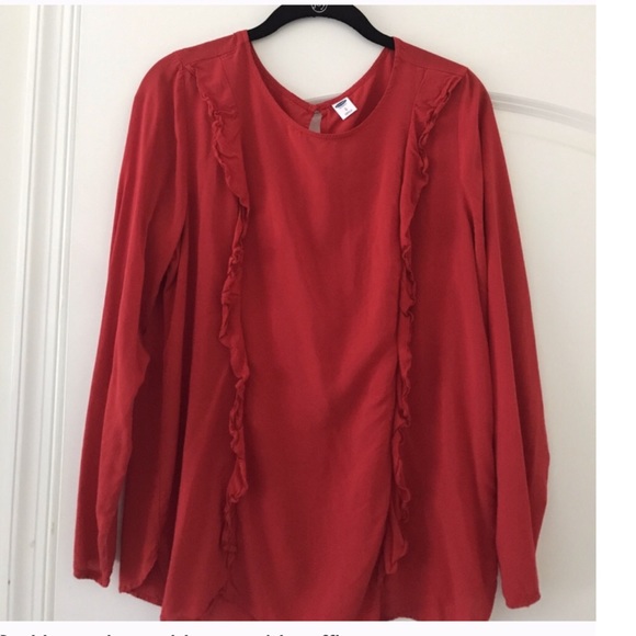 Old Navy Tops - Old Navy Red Ruffle Front Shirt